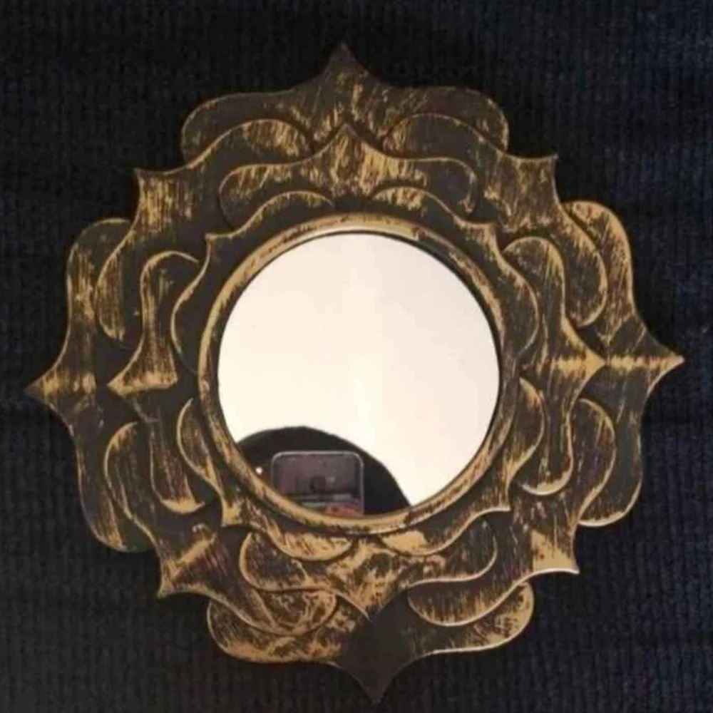 Two Matchinh Rustic Sunburst Gold and Black Decorative Wall Mirrors! 9.5x9.5